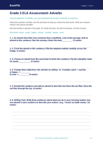 Free Adverbs Assessment | Grade 3 | ELA | BookFlik