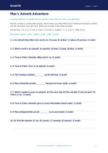Free Adverbs Quiz | Grade 3 | ELA | BookFlik