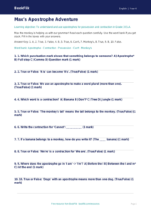 Free Apostrophes Quiz | Grade 3 | ELA | BookFlik