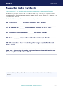 Free Bonfire Night Activity Sheet | Grade 3 | ELA | BookFlik