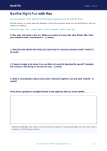 Free Bonfire Night Worksheet | Grade 3 | ELA | BookFlik