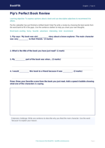 Free Book Review Activity Sheet | Grade 3 | ELA | BookFlik