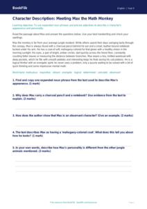Free Character Description Track Sheet | Grade 4 | ELA | BookFlik