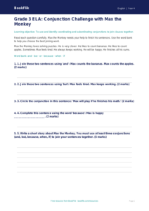 Free Conjunctions Assessment | Grade 3 | ELA | BookFlik