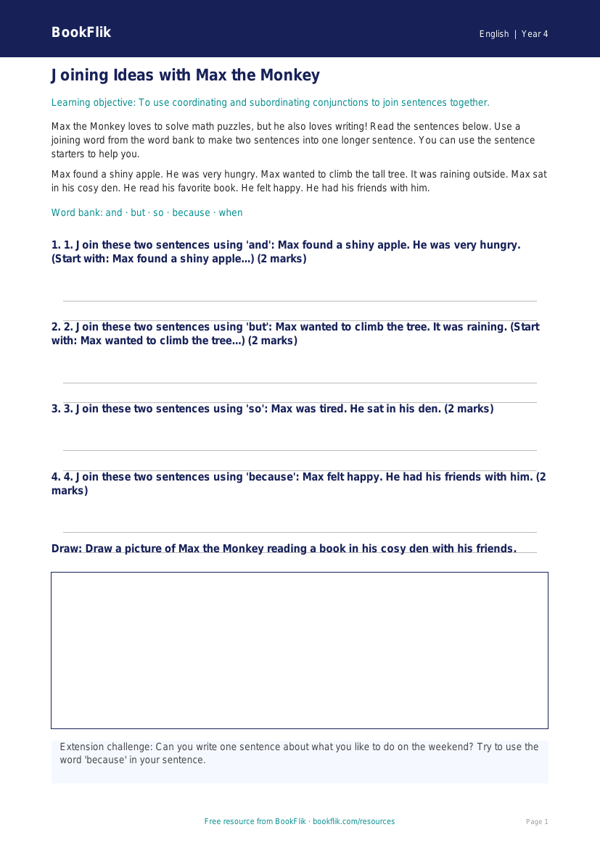 Free Conjunctions Track Sheet | Grade 3 | ELA | BookFlik worksheet preview — English Conjunctions