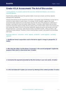Free Discussion Texts Assessment | Grade 4 | ELA | BookFlik
