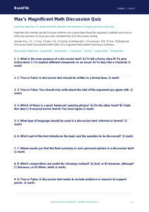Free Discussion Texts Quiz | Grade 4 | ELA | BookFlik