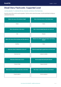 Free Diwali Story Flashcards | Grade 3 | ELA | BookFlik