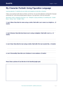 Free Figurative Language Template | Grade 3 | ELA | BookFlik