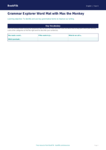 Free Grammar Word Mat | Grade 3 | ELA | BookFlik