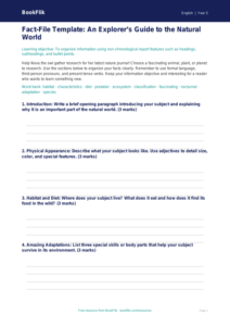 Free Non Chronological Reports Template | Grade 4 | ELA | BookFlik