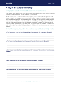 Free Nouns And Verbs Comprehension | Grade 3 | ELA | BookFlik