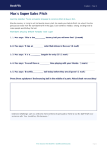 Free Persuasive Writing Activity Sheet | Grade 3 | ELA | BookFlik