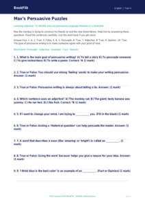 Free Persuasive Writing Quiz | Grade 3 | ELA | BookFlik
