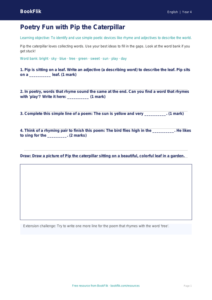 Free Poetry Worksheet | Grade 3 | ELA | BookFlik