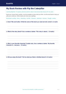 Free Reading Comprehension Template | Grade 3 | ELA | BookFlik