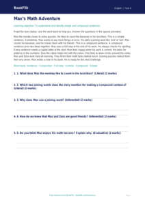 Free Sentence Structure Comprehension | Grade 3 | ELA | BookFlik