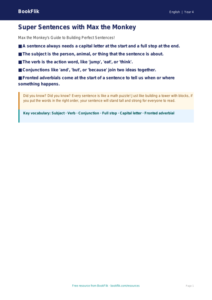 Free Sentence Structure Poster | Grade 3 | ELA | BookFlik