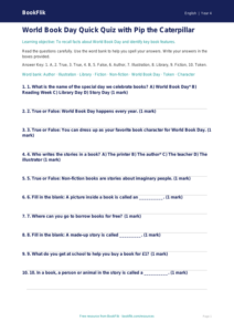 Free World Book Day Quiz | Grade 3 | ELA | BookFlik