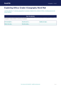 Free Africa Word Mat | Grade 4 | Geography | BookFlik