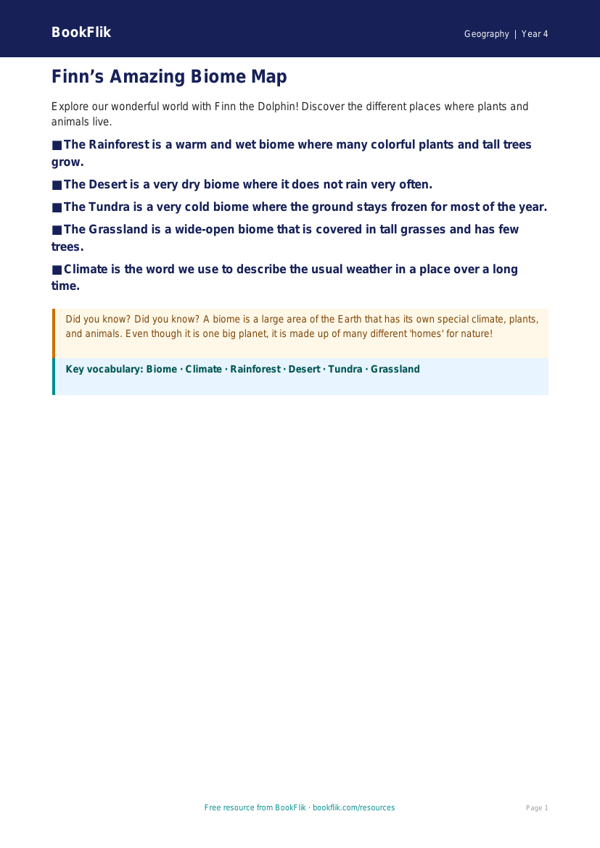 Free Biomes Poster | Grade 3 | Geography | BookFlik worksheet preview — Geography Biomes
