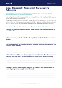 Free Grid References Assessment | Grade 4 | Geography | BookFlik