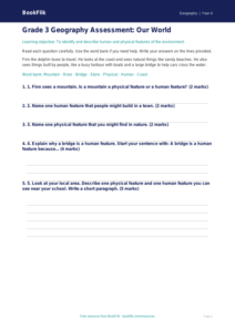 Free Human And Physical Geography Assessment | Grade 3 | Geography | BookFlik
