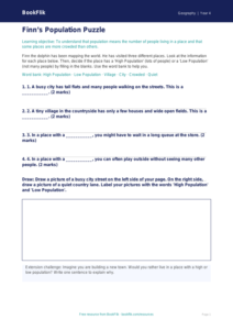 Free Population Activity Sheet | Grade 3 | Geography | BookFlik