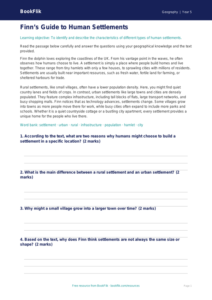 Free Settlements Comprehension | Grade 4 | Geography | BookFlik