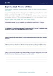 Free South America Worksheet | Grade 4 | Geography | BookFlik