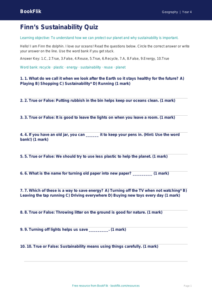 Free Sustainability Quiz | Grade 3 | Geography | BookFlik