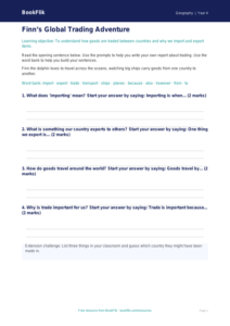 Free Trade Writing Frame | Grade 3 | Geography | BookFlik