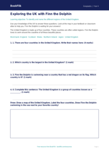 Free UK Regions Worksheet | Grade 3 | Geography | BookFlik