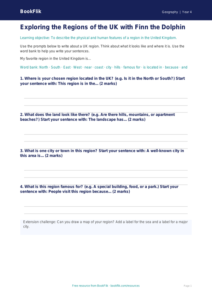 UK Regions Geography Worksheet for Grade 3 | BookFlik