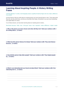 Free Black History Writing Frame | Kindergarten | History | BookFlik