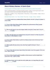 Free Black History Month Quiz | Grade 3 | History | BookFlik