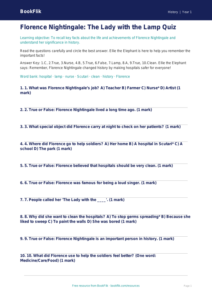 Free Florence Nightingale Quiz | Kindergarten | History | BookFlik