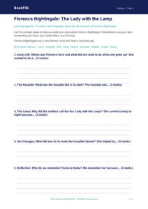 Free Florence Nightingale Writing Frame | Kindergarten | History | BookFlik