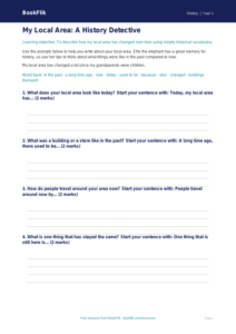 Free Local History Writing Frame | Kindergarten | History | BookFlik