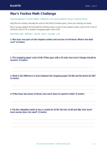 Free Christmas Maths Worksheet | Grade 1 | Math | BookFlik