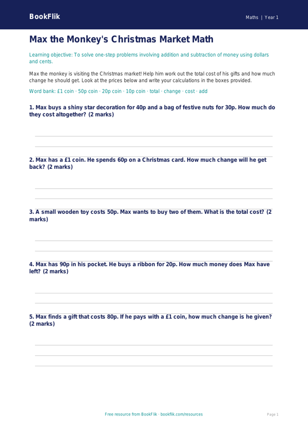 Free Christmas Maths Activity Sheet | Kindergarten | Math | BookFlik worksheet preview — Maths Christmas Maths