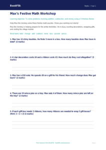 Free Christmas Maths Worksheet | Kindergarten | Math | BookFlik