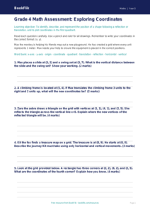 Free Coordinates Assessment | Grade 4 | Math | BookFlik
