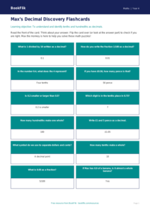 Free Decimals Flashcards | Grade 3 | Math | BookFlik