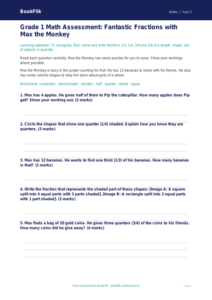 Free Fractions Assessment | Grade 1 | Math | BookFlik