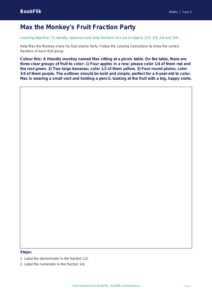 Free Fractions Colouring Page | Grade 1 | Math | BookFlik