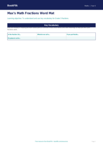 Free Fractions Word Mat | Grade 3 | Math | BookFlik