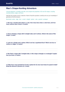 Free Geometry Worksheet | Grade 1 | Math | BookFlik