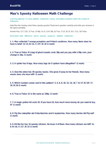 Free Halloween Maths Quiz | Grade 1 | Math | BookFlik