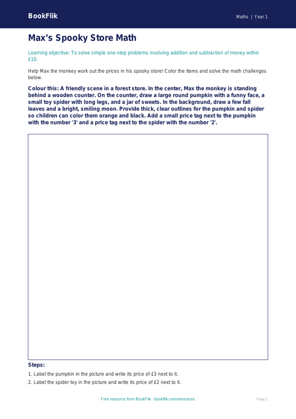 Free Halloween Maths Colouring Page | Kindergarten | Math | BookFlik worksheet preview — Maths Halloween Maths